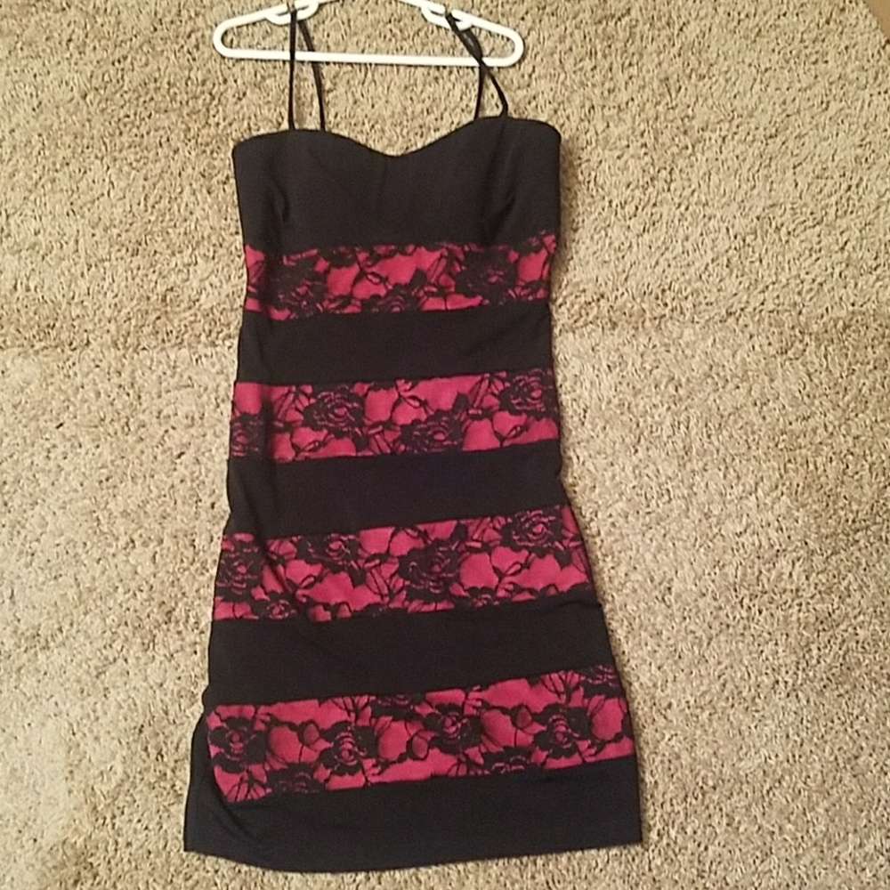 Pink and black dress